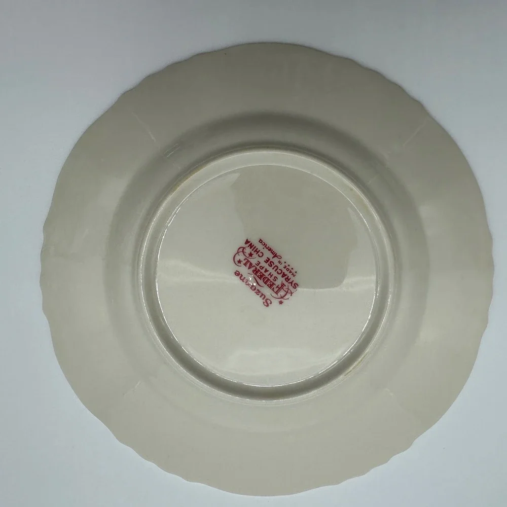 4 Syracuse China Suzanne Federal Shape Bread Plates Floral Gold 6.25